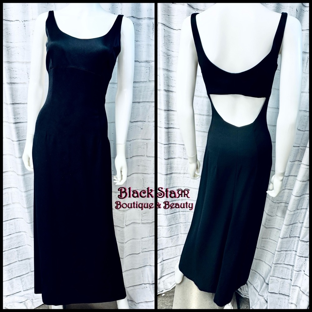🥂Classic Black long open back sleeveless dress by Gorgiou Studio. Sz 2